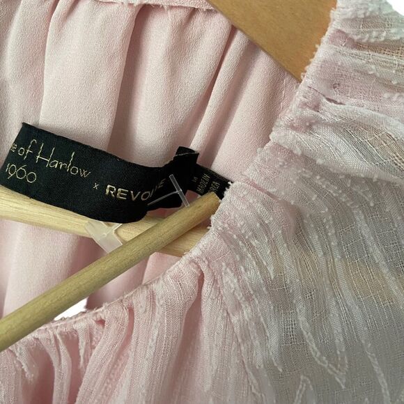 House of Harlow 1960 x Revolve Pink Sheer Tie Waist Mini Dress in Size Medium - Picture 7 of 8